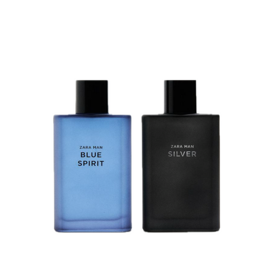 Zara Man Silver + Zara Man Blue Spirit Eau De Toilette Set